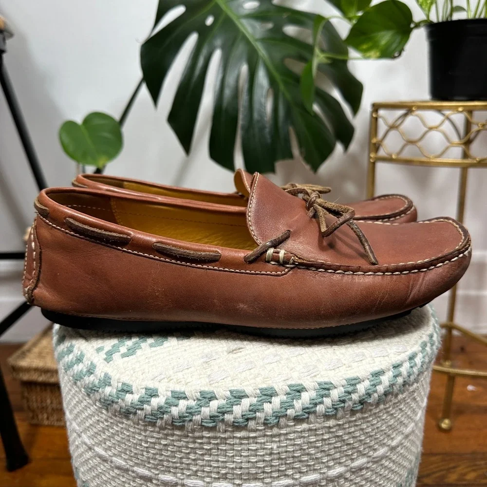 Cole Haan Grant Driver Loafers Mens 9M Tan Leather Good Driving Shoes C04396
